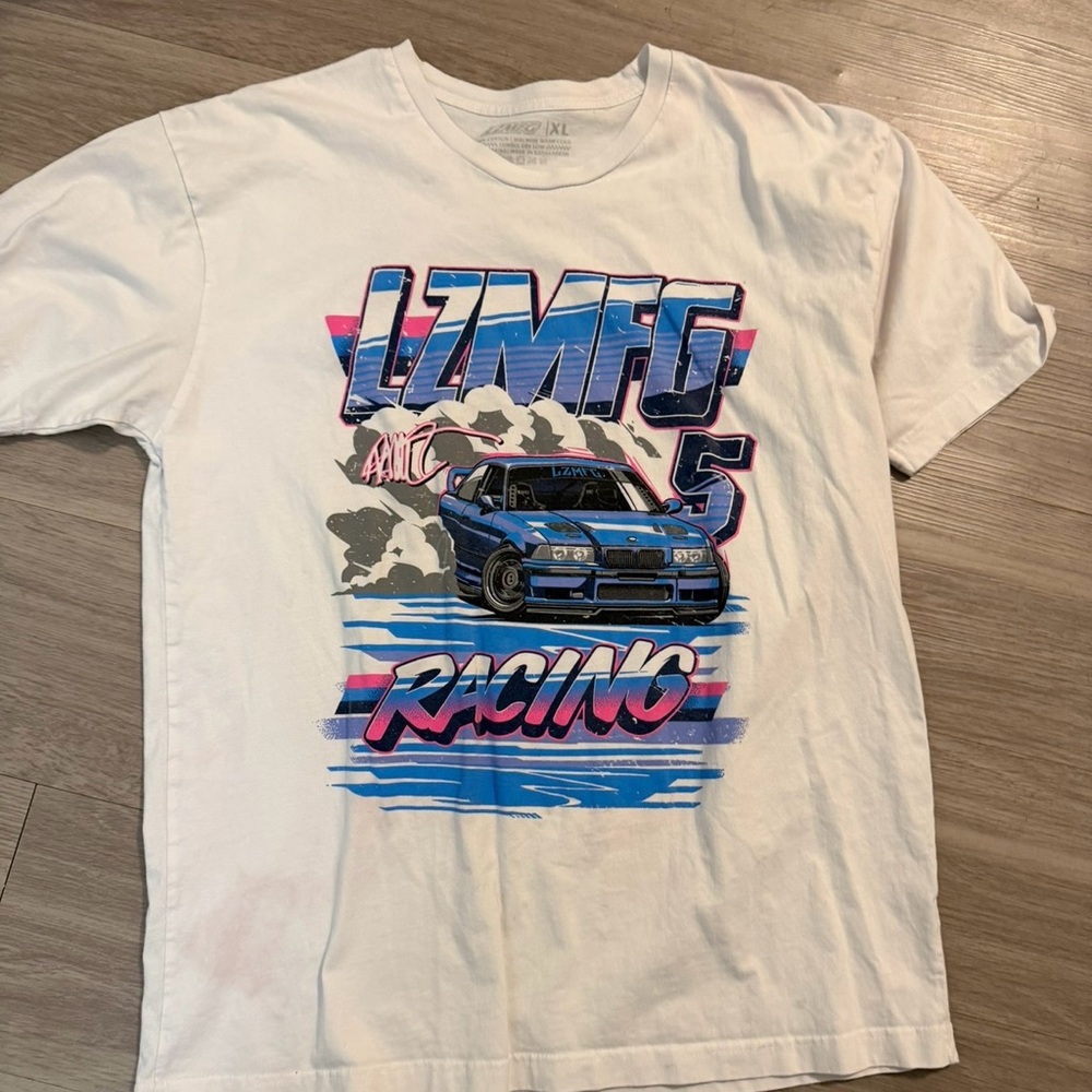White Racing Graphic T-Shirt